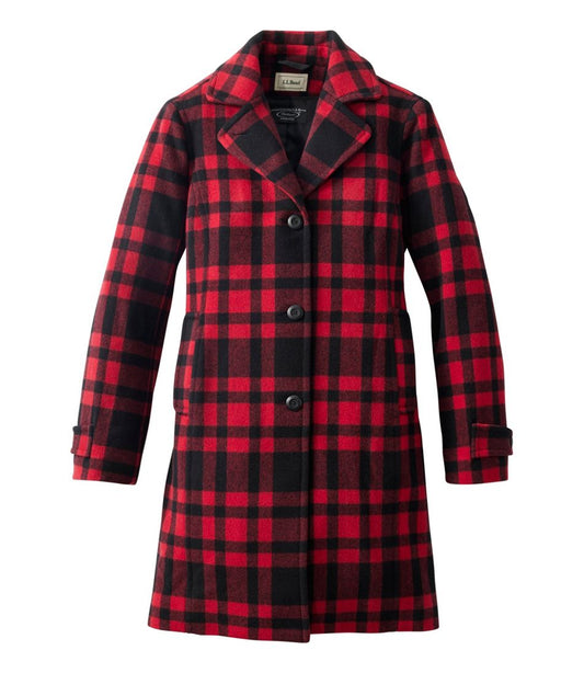 Women's Classic Lambswool Polo Coat, Three-Quarter, Pattern - L.L.Bean Signature