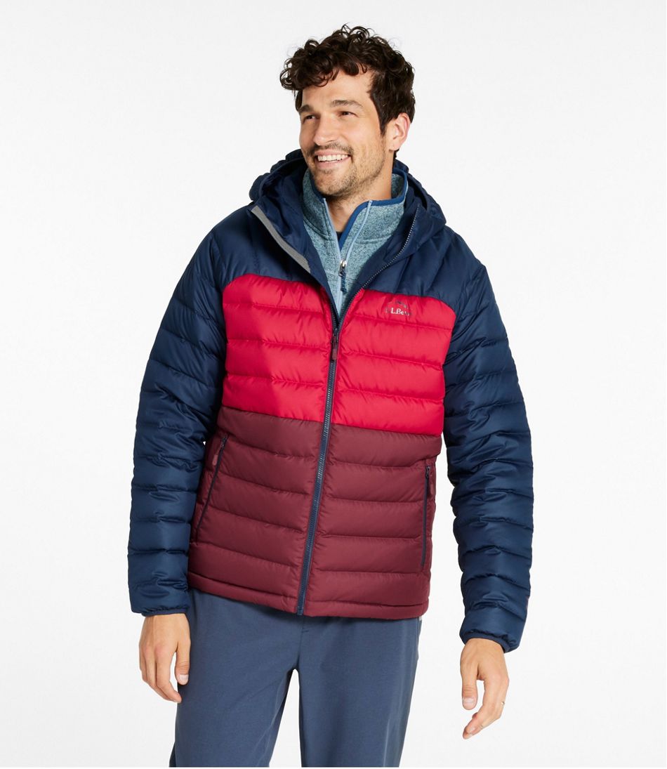 Men's Bean's Down Hooded Jacket, Colorblock - L.L.Bean Quality