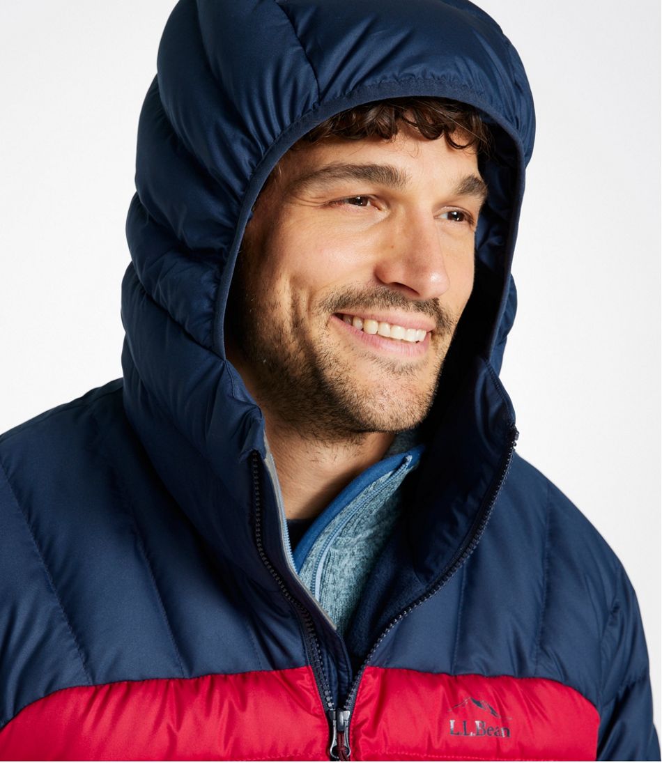 Men's Bean's Down Hooded Jacket, Colorblock - L.L.Bean Quality