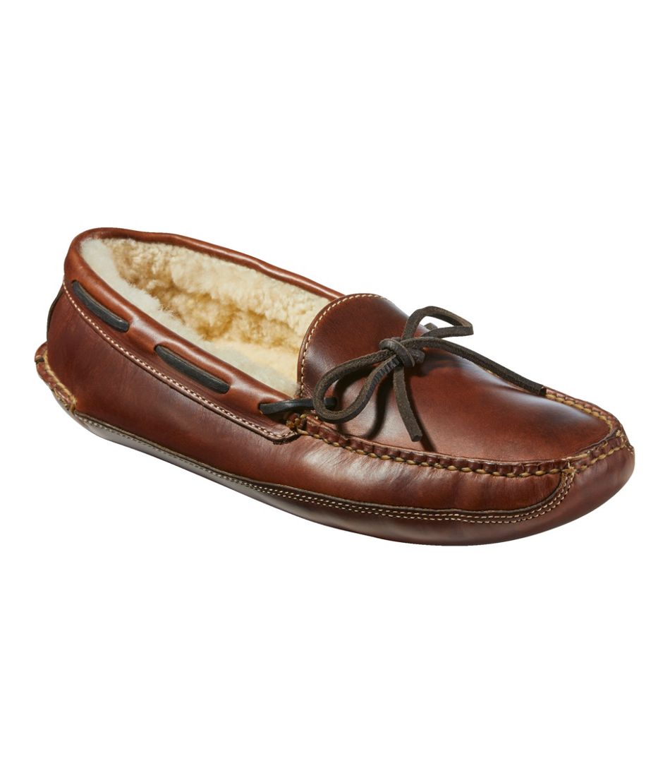 Men's Leather Double-Sole Slippers, Shearling-Lined - L.L.Bean Signature