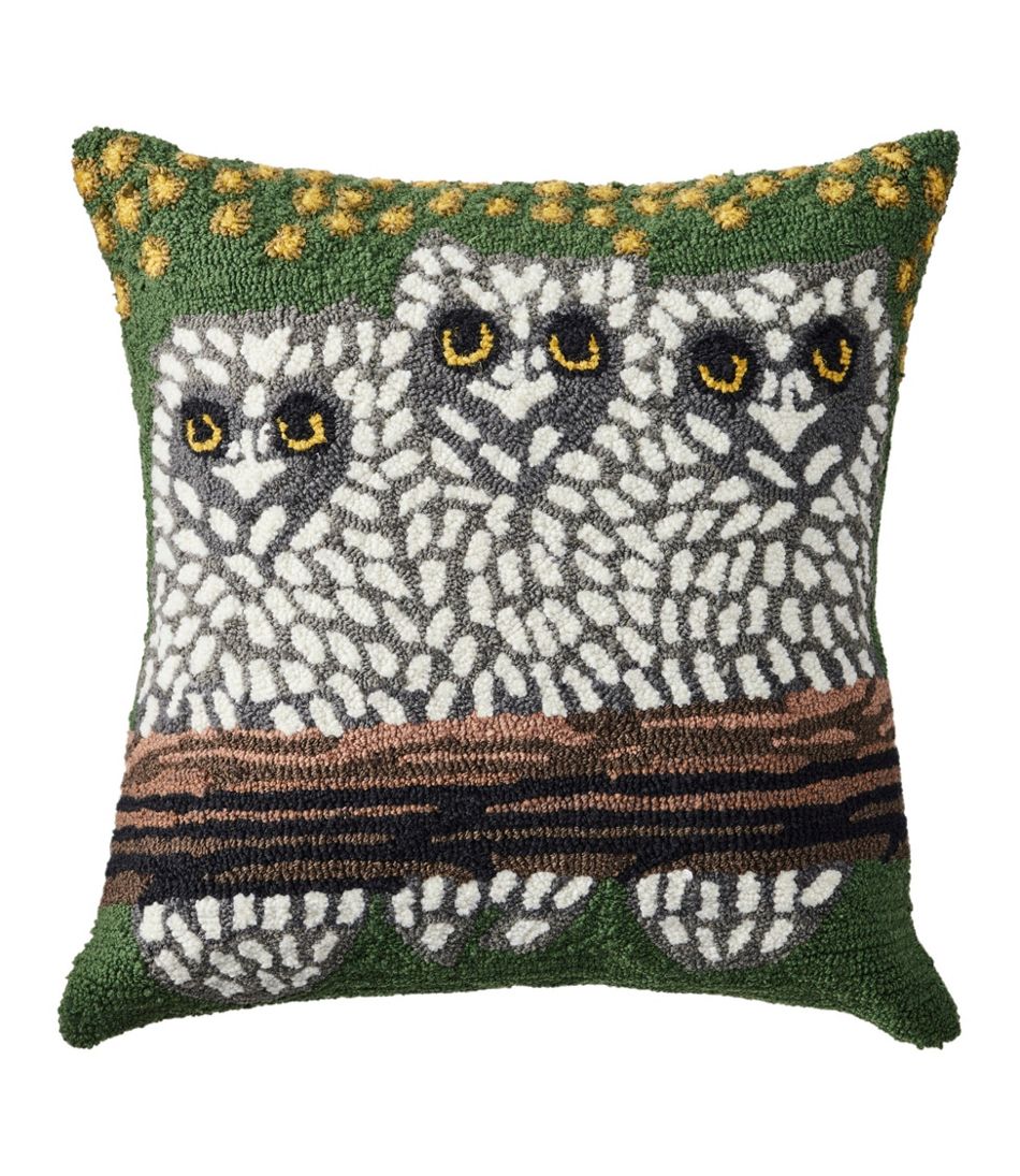 Indoor/Outdoor Hooked Pillow, Owls - L.L.Bean Top Pick