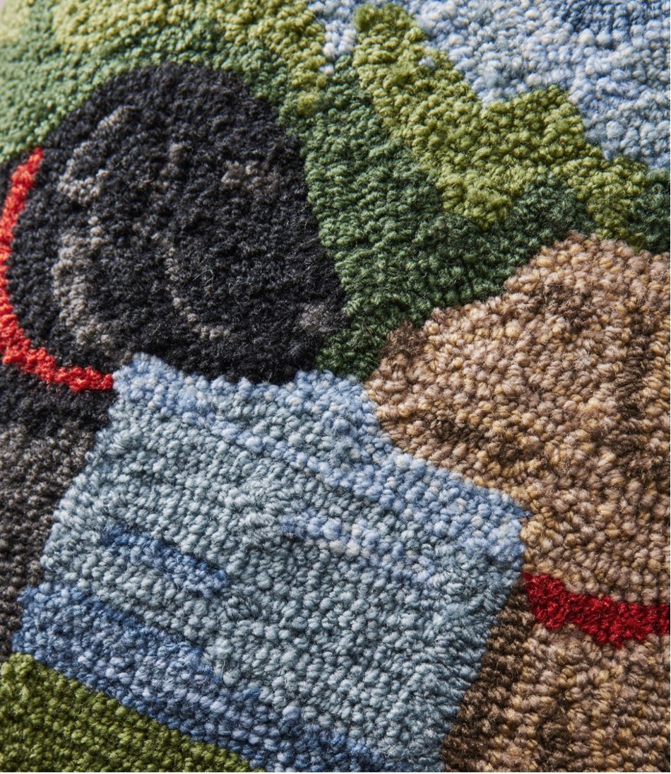 Indoor/Outdoor Hooked Pillow, Mountain Dogs - L.L.Bean Premium