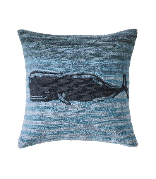 Indoor/Outdoor Hooked Pillow, 18x18 Whale - L.L.Bean Exclusive