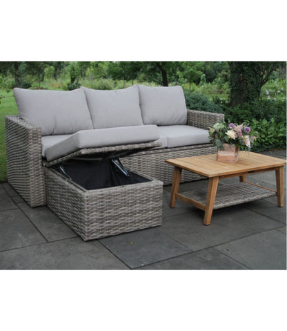 Wicker Storage Sofa and Teak Coffee Table Set - L.L.Bean Signature