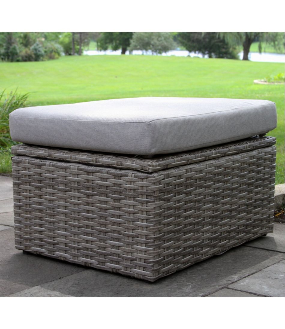 Wicker Storage Sofa and Teak Coffee Table Set - L.L.Bean Signature