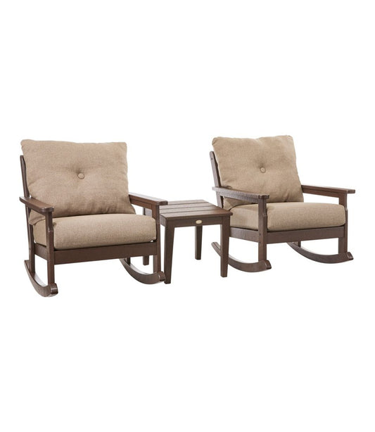 All-Weather Patio Rocker Set with Side Table, Mahogany - L.L.Bean Value