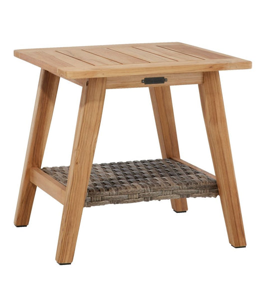 Teak Side Table with Wicker Storage Shelf - L.L.Bean Top Pick