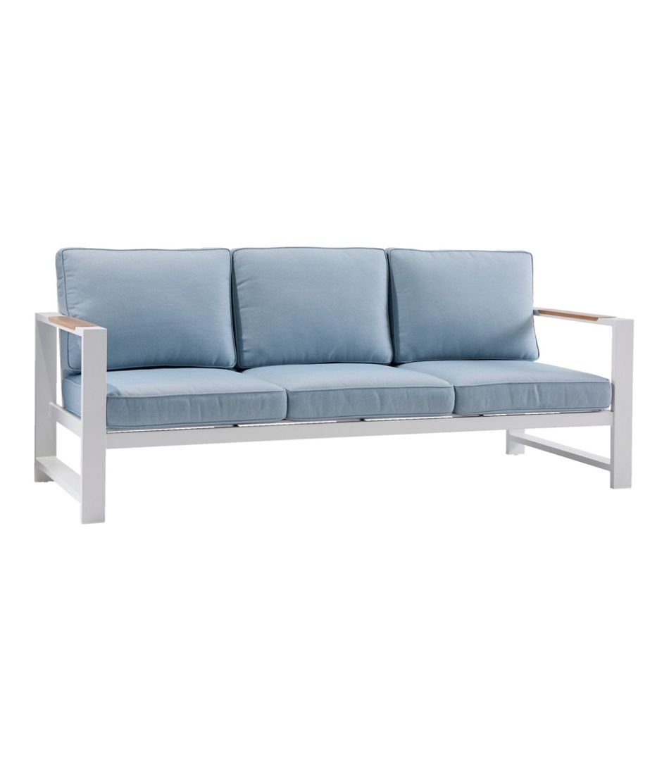 White Aluminum Deep Seating Sofa with Blue Cushions - L.L.Bean Popular