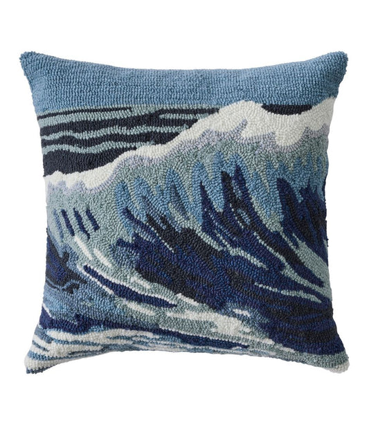 Indoor/Outdoor Hooked Pillow, 18x18 Ocean Waves - L.L.Bean Signature