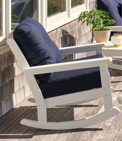All-Weather Patio Rocker with Textured Cushion, White - L.L.Bean New
