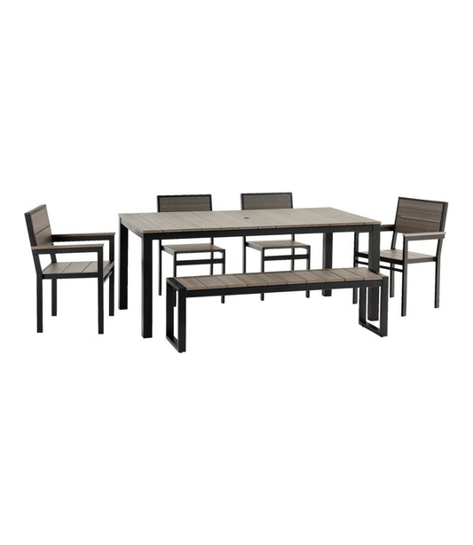 Aluminum/Recycled Poly Lumber Farmhouse Dining Set, Black - L.L.Bean Trending