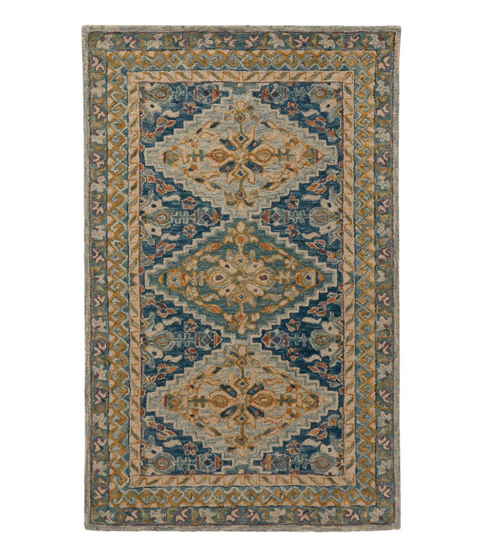 Bordered Medallion Wool Tufted Rug, Blue Multi - L.L.Bean Top Pick