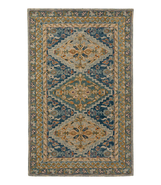 Bordered Medallion Wool Tufted Rug, Blue Multi - L.L.Bean Top Pick