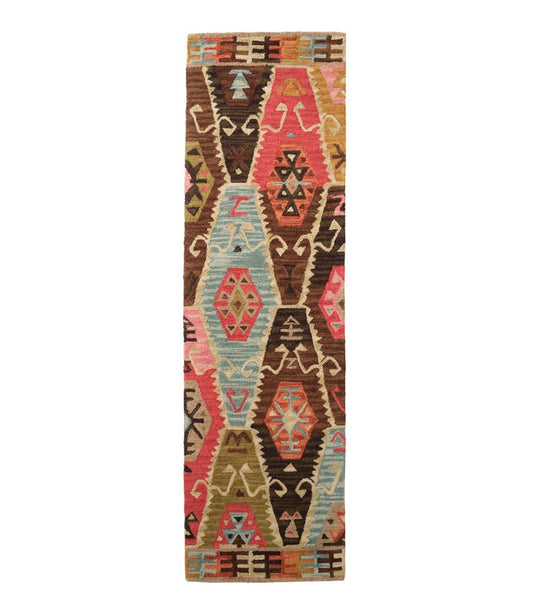 Rustic Geometric Wool Hooked Runner - L.L.Bean Classic