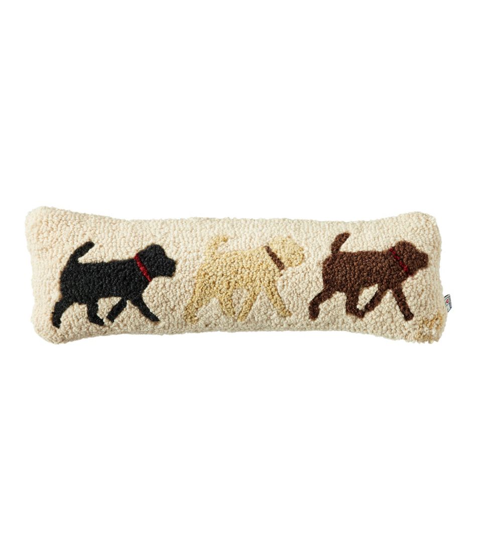Wool Hooked Throw Pillow, Lab Trio, 8" x 24" - L.L.Bean Recommended