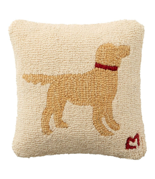 Wool Hooked Throw Pillow, Yellow Dog, 14" x 14" - L.L.Bean Exclusive