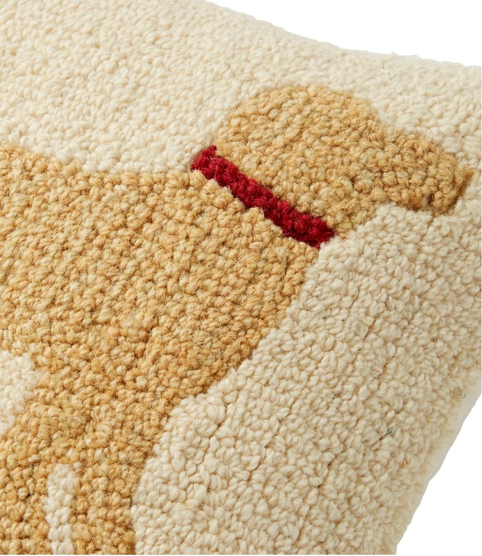 Wool Hooked Throw Pillow, Yellow Dog, 14" x 14" - L.L.Bean Exclusive
