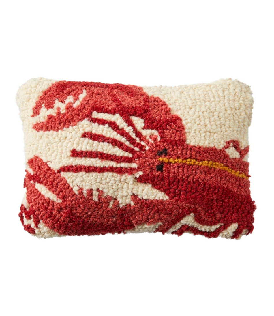 Wool Hooked Throw Pillow, Lobster, 8" x 12" - L.L.Bean Signature