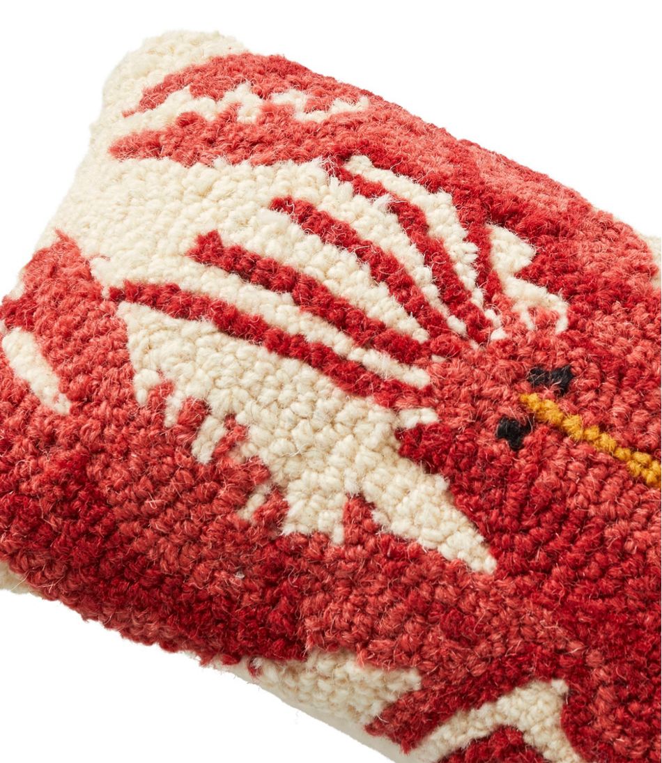 Wool Hooked Throw Pillow, Lobster, 8" x 12" - L.L.Bean Signature