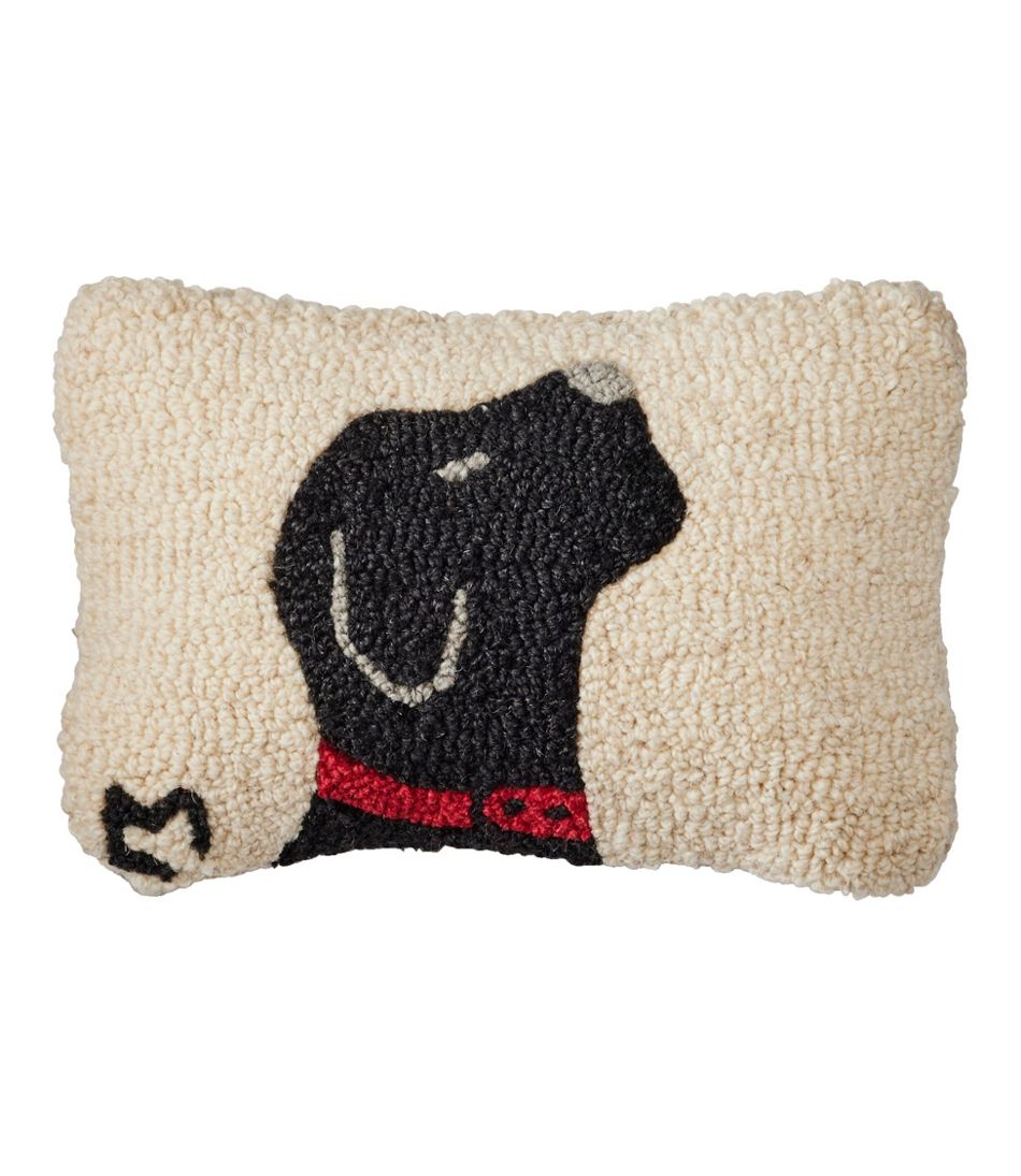 Wool Hooked Throw Pillow, Black Labrador, 8" x 12" - L.L.Bean Classic
