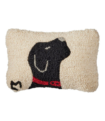 Wool Hooked Throw Pillow, Black Labrador, 8" x 12" - L.L.Bean Classic