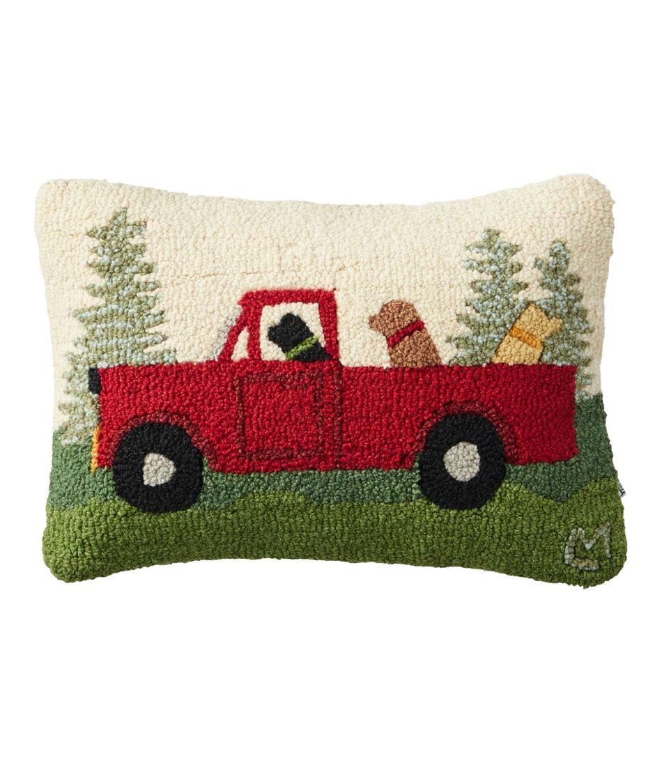 Wool Hooked Throw Pillow, Dog Trio, 14" x 20" - L.L.Bean Quality