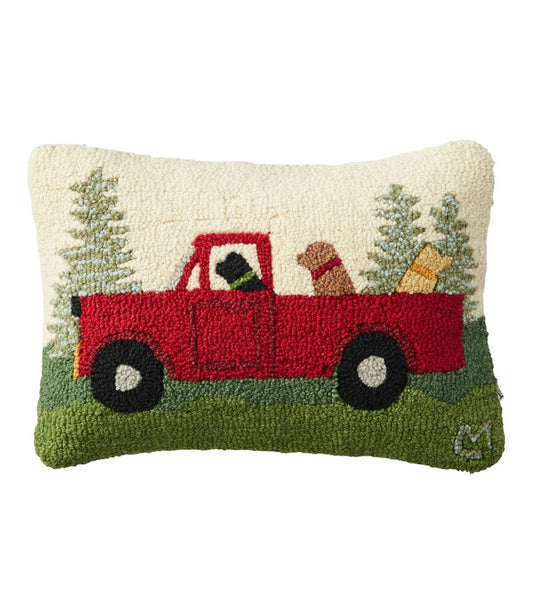 Wool Hooked Throw Pillow, Dog Trio, 14" x 20" - L.L.Bean Quality