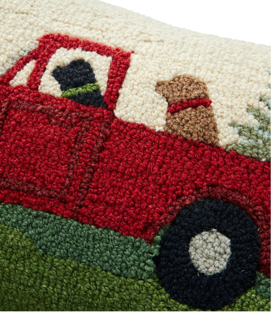 Wool Hooked Throw Pillow, Dog Trio, 14" x 20" - L.L.Bean Quality