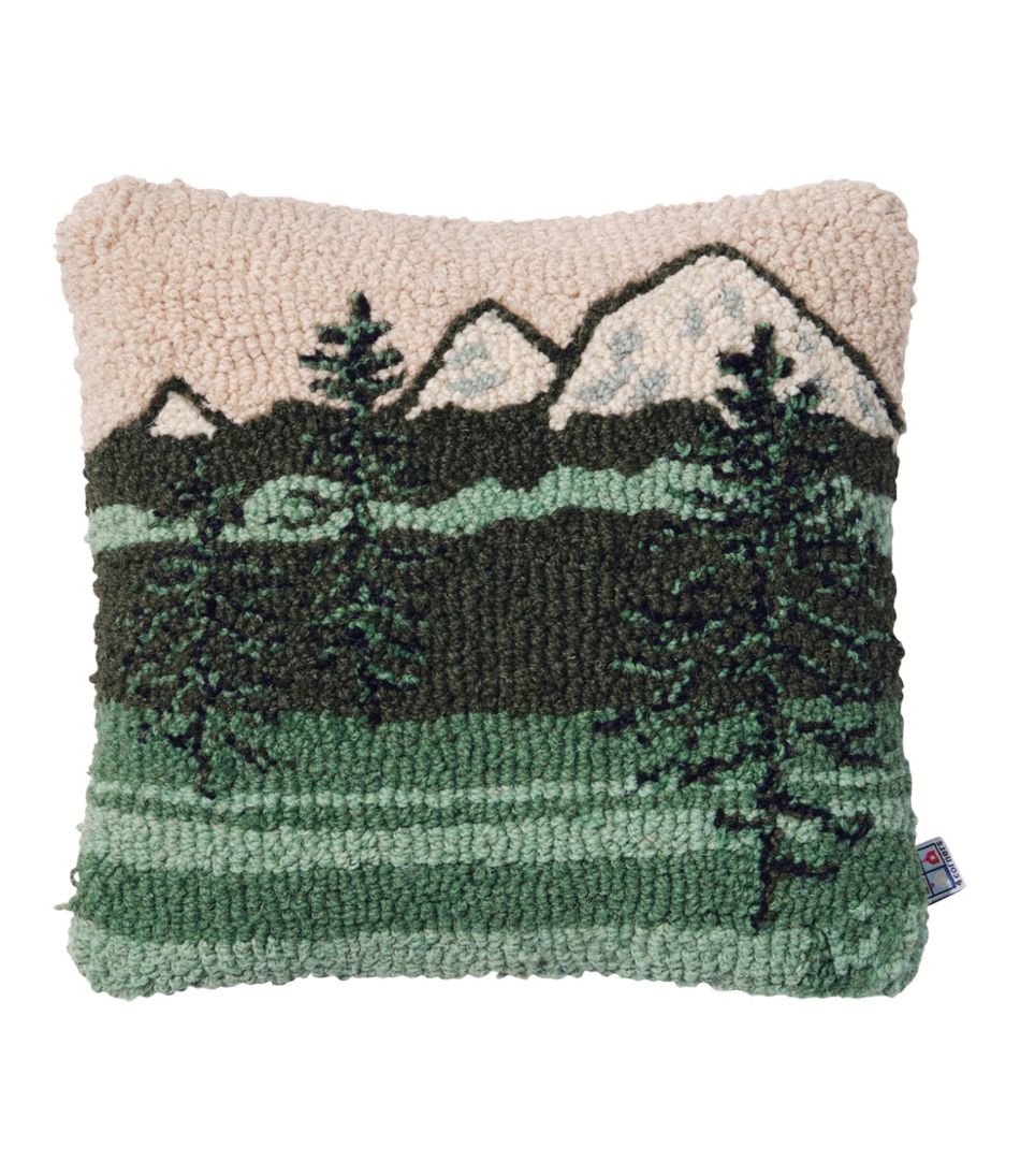 Wool Hooked Throw Pillow, Mountains, 14" x 14" - L.L.Bean Trusted