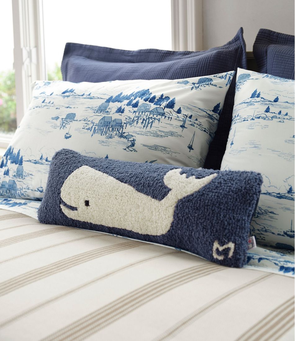 Wool Hooked Throw Pillow, Whale, 8" x 24" - L.L.Bean Customer Favorite