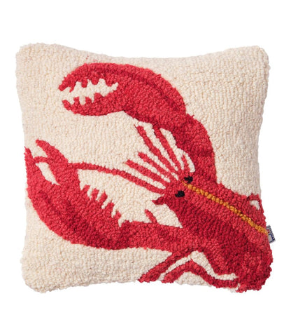 Wool Hooked Throw Pillow, Red Lobster, 14" x 14" - L.L.Bean New