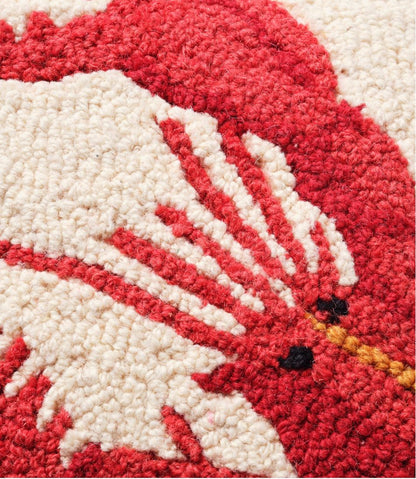 Wool Hooked Throw Pillow, Red Lobster, 14" x 14" - L.L.Bean New