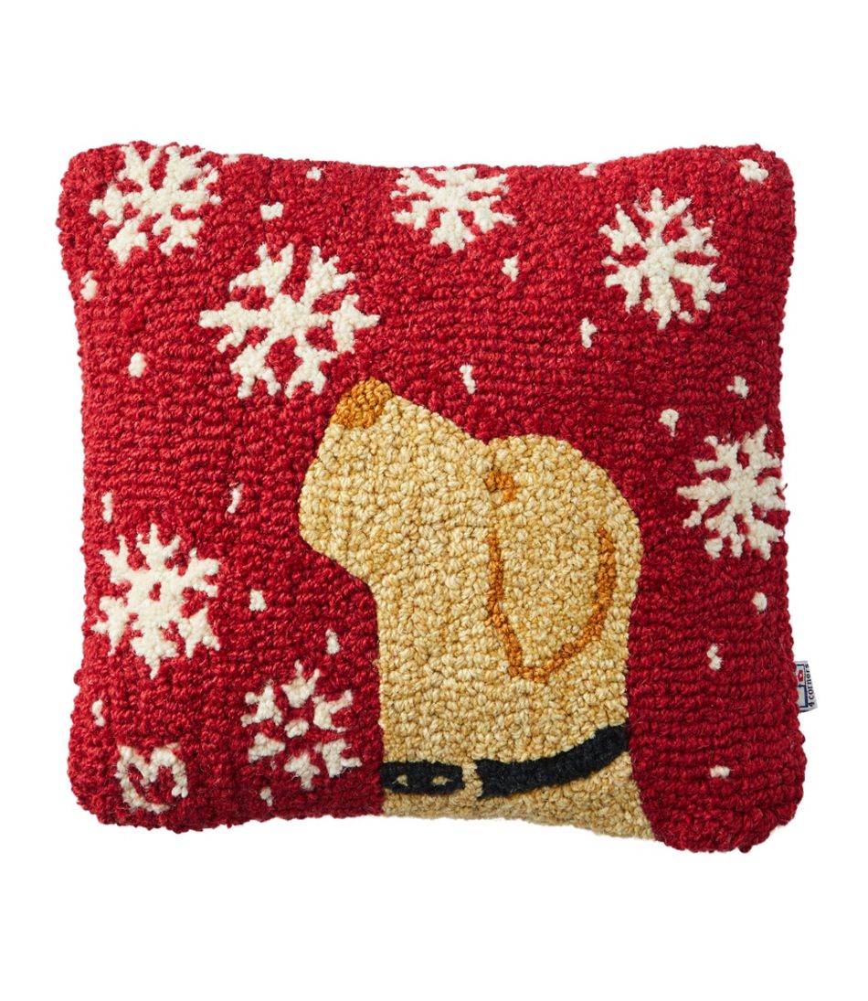 Wool Hooked Throw Pillow, Snowflake Yellow Lab, 14" x 14" - L.L.Bean Popular