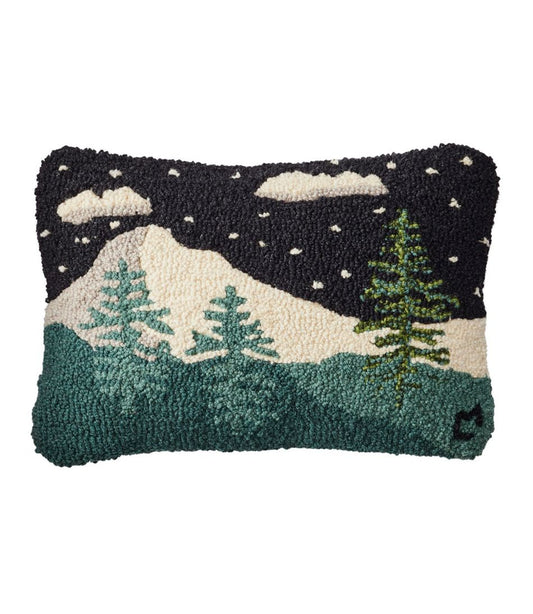 Wool Hooked Throw Pillow, Winter Woods, 12" x 18" - L.L.Bean Recommended