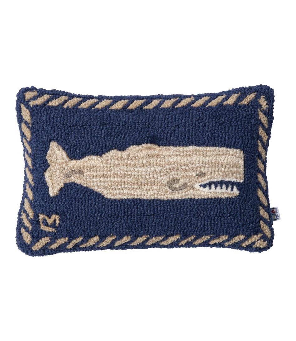 Wool Hooked Throw Pillow, Whale, 12" x 18" - L.L.Bean Exclusive