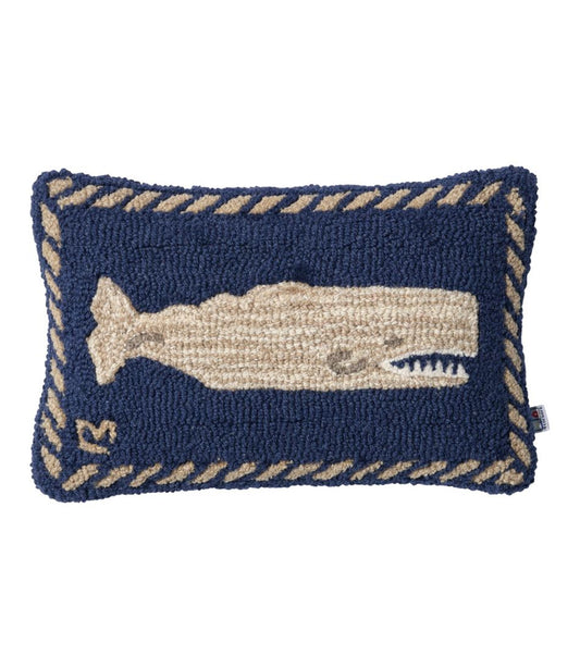 Wool Hooked Throw Pillow, Whale, 12" x 18" - L.L.Bean Exclusive
