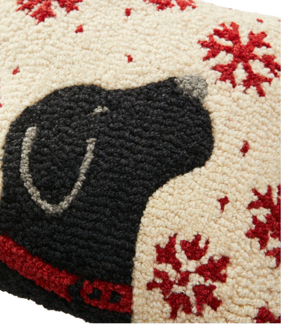 Wool Hooked Throw Pillow, Snowflake Black Lab, 14" x 14" - L.L.Bean Signature