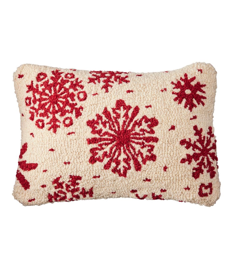 Wool Hooked Throw Pillow, Snowflake, 14" x 20" - L.L.Bean Value