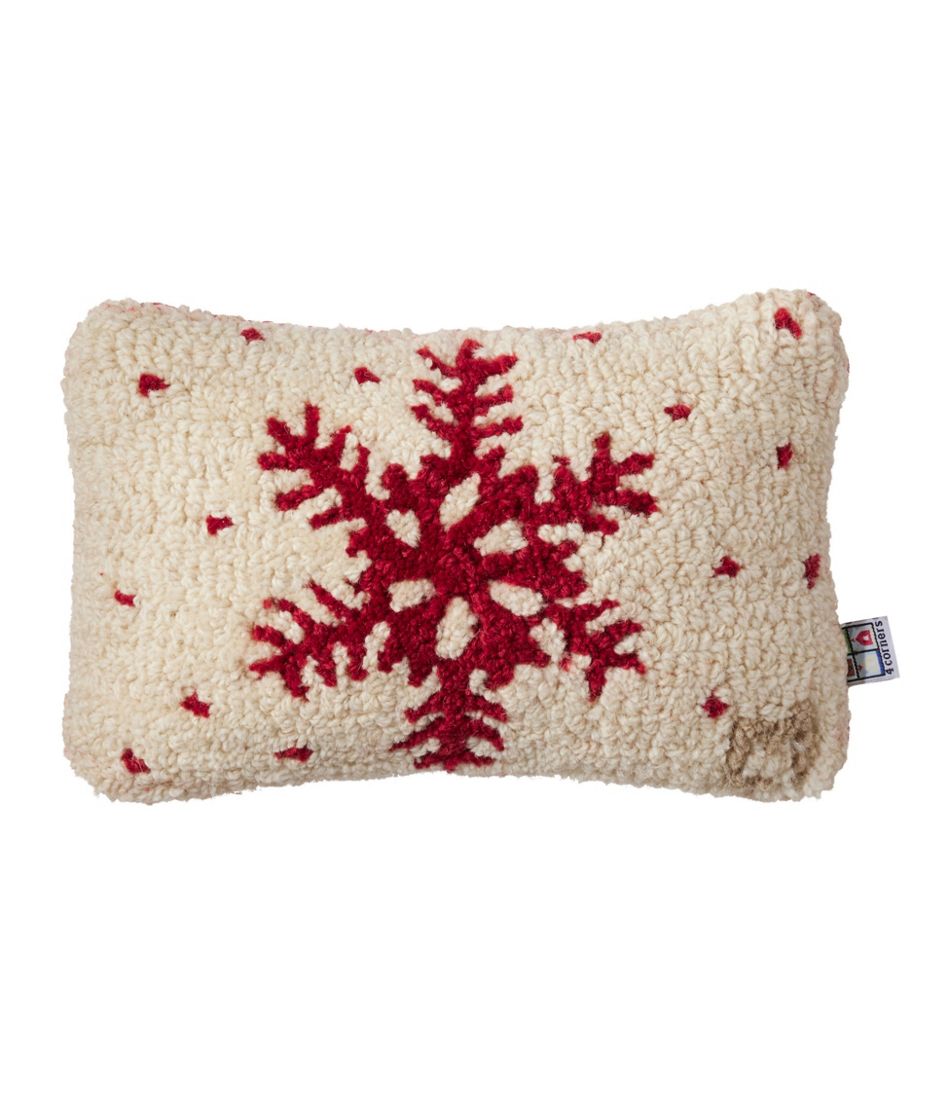 Wool Hooked Throw Pillow, Red Flake, 8" x 12" - L.L.Bean Great Value