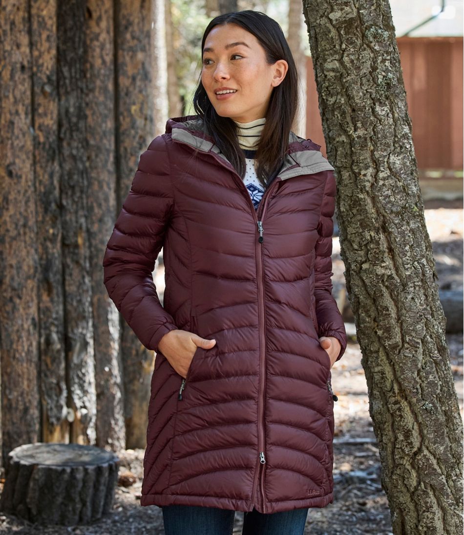 Women's Ultralight 850 Down Hooded Coat, Three-Quarter Length - L.L.Bean Best Seller